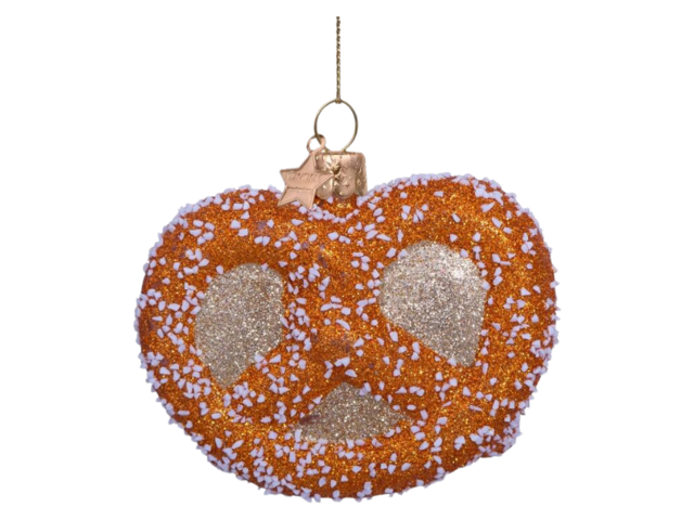 Vondels Weihnachtsanhänger Glas GOLD BRETZEL braun 74796 1