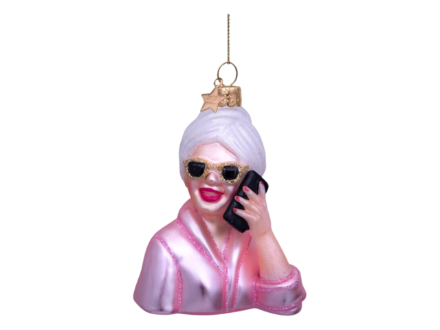 Vondels Weihnachtsanhänger Glas RELAXING SELFCARE MÄDCHEN pink 74799 1