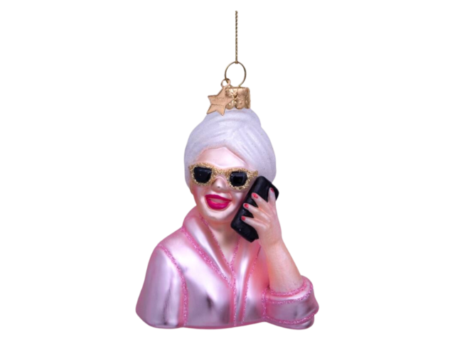 Vondels Weihnachtsanhänger Glas RELAXING SELFCARE MÄDCHEN pink 74799 1