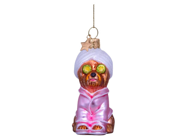 Vondels Weihnachtsanhänger Glas SELFCARE HUND pink 75097 2