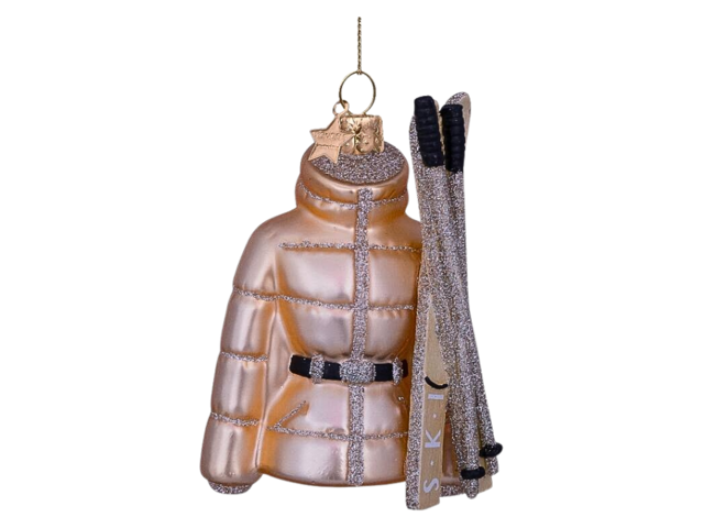 Vondels Weihnachtsanhänger Glas Gold Ski Jacket 68291