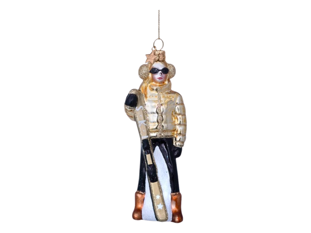 Vondels Weihnachtsanhänger Gold Ski Lady 68298 1