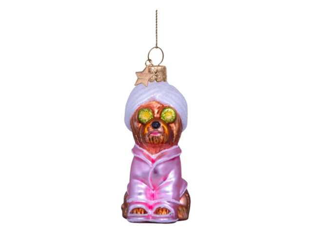 Vondels Weihnachtsanhänger Glas SELFCARE HUND pink 75097 2