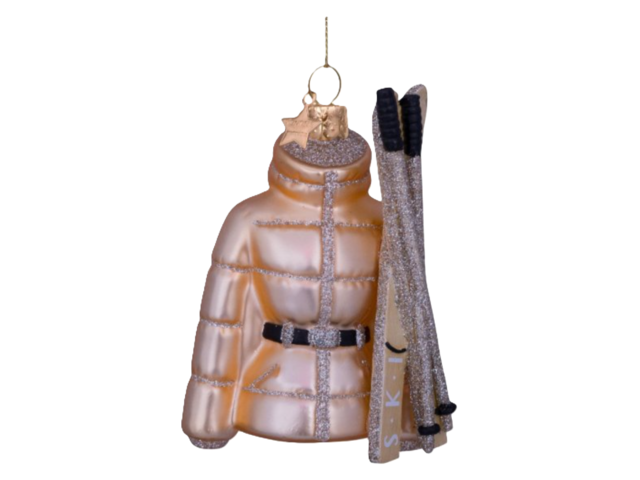 Vondels Weihnachtsanhänger Glas Gold Ski Jacket 68291