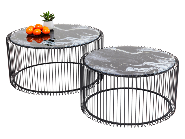 Kare Couchtisch Wire Glas Marble Schwarz (2/Set) 39206 2