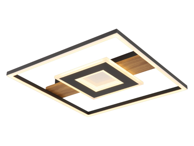 Globo Deckenleuchte PIKARA schwarz/ holzoptik 73390 1