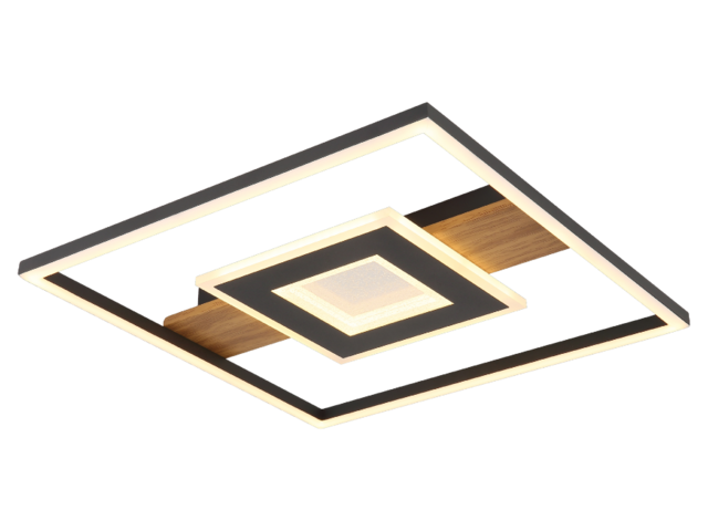 Globo Deckenleuchte PIKARA schwarz/ holzoptik 73390 1