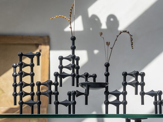 Stoff-Nagel Candle Holder matt-black 72765 2