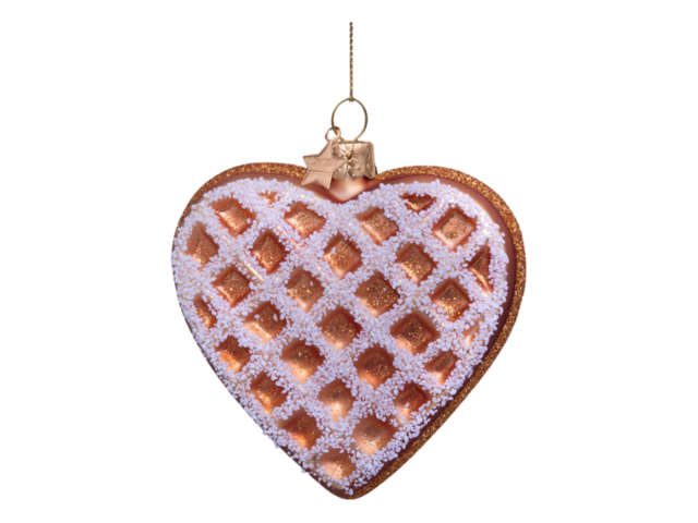 Vondels Weihnachtsanhänger Glas HERZ WAFFEL mehrfarbig 74804 2