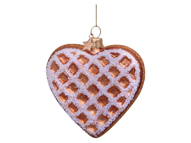 Vondels Weihnachtsanhänger Glas HERZ WAFFEL mehrfarbig 74804 2