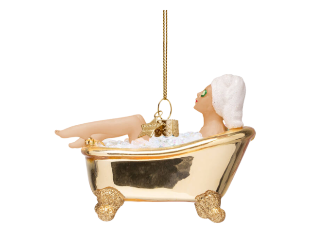 Vondels Weihnachtsanhänger Glas FRAU IN GLÄNZENDER GOLD BADEWANNE gold 74807 1