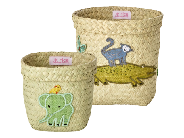 Rice Körbchen Raffia Tierstickerei 70380 1 Rice Körbchen Raffia Tierstickerei 70380 1