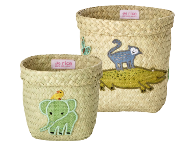 Rice Körbchen Raffia Tierstickerei 70380
