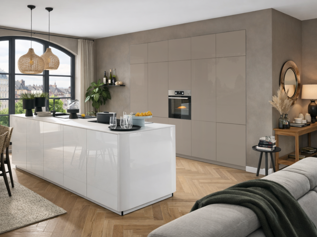 Interliving Einbauküche weiß/cappucchino hochglanz 76797 1