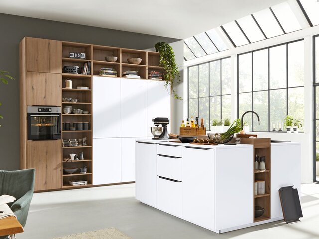 Interliving Einbauküche softmatt arcticweiß Vulkaneiche NB 76572 Interliving Einbauküche softmatt arcticweiß Vulkaneiche NB 76572