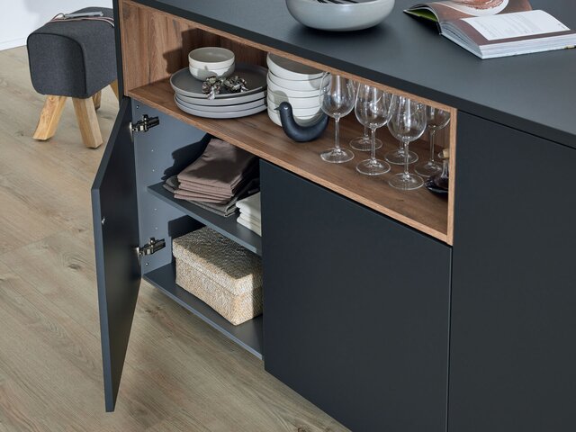 Interliving Einbauküche softmatt schwarz sierra Eiche NB 76571 2