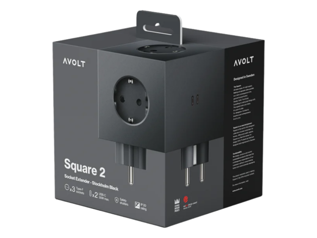 Avolt Mehrfachsteckdose Square 2 Stockholm Black 97652 2