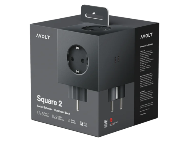 Avolt Mehrfachsteckdose Square 2 Stockholm Black 97652 2