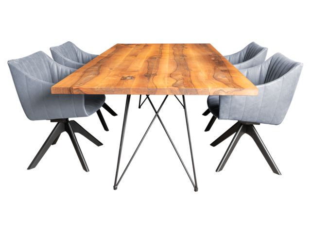 Janua/Freifrau Essgruppe STILT / RUBIE nussholz / muscat Blues 72103