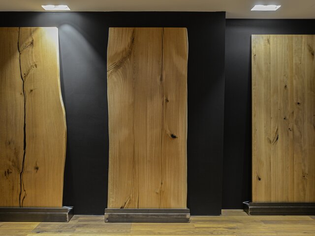 Dreikant Tischplatte Eiche Epoxidharz schwarz satiniert 71462 5