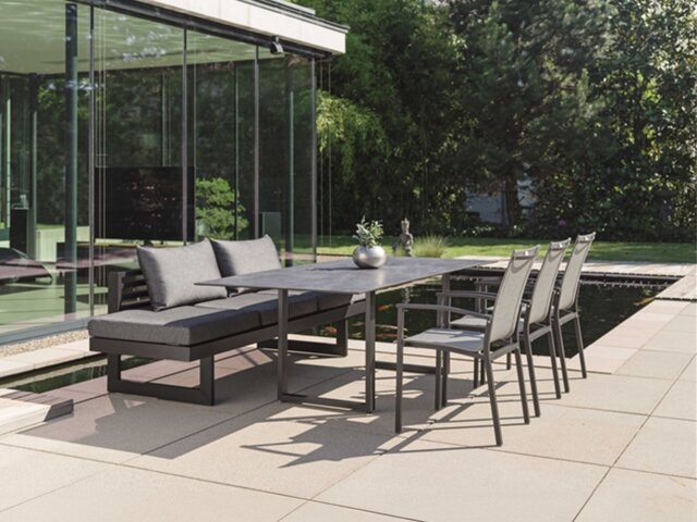 Stern Outdoorbank New Holly schwarz matt/Leinen grau 62378 1