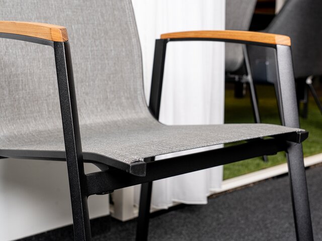 Stern Stapelsessel New Top schwarz matt/Leinen grau 62373 6