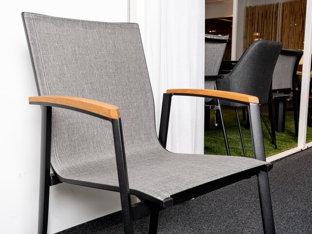 Stern Stapelsessel New Top schwarz matt/Leinen grau 62373 7