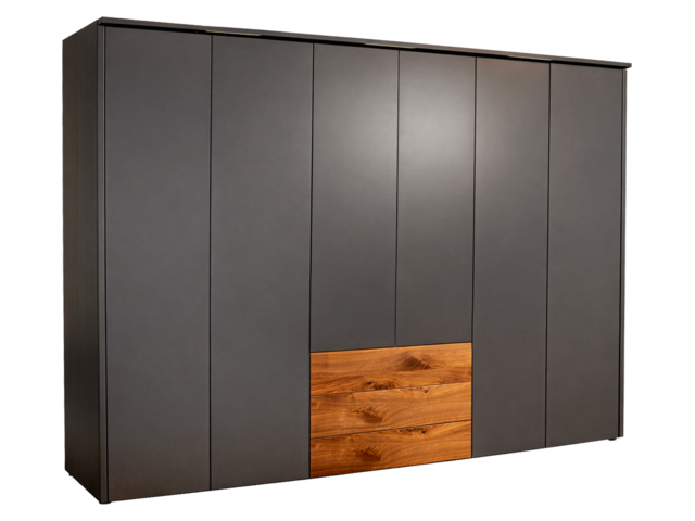 WK Wohnen Kleiderschrank WK107 LUNES schiefergrau 68061