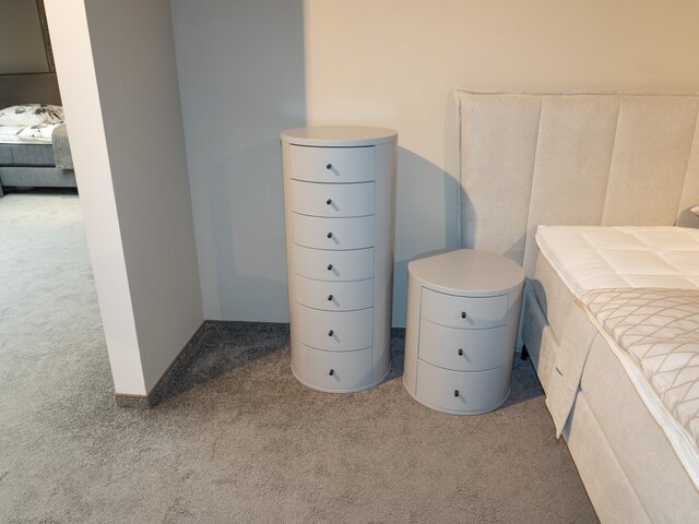 Delux Nachttisch BARREL Polarkiefer grau 73753 4