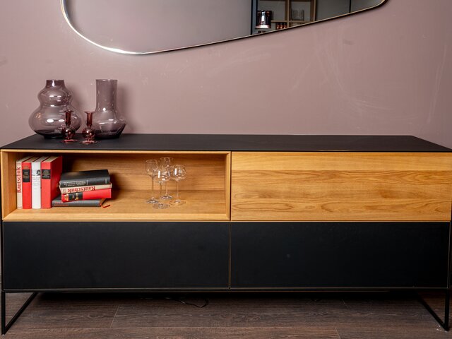 Team 7 Anrichte CUBUS PURE schwarz / Eiche  61876 2