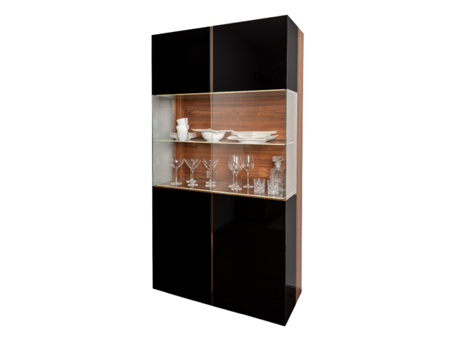 Team 7 Vitrine CUBUS schwarz / Nussholz 62789 1