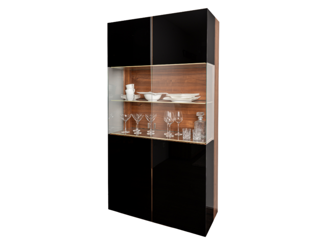 Team 7 Vitrine CUBUS schwarz / Nussholz 62789 1