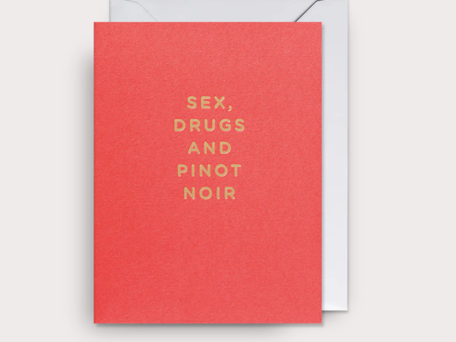 Klang und Kleid Grußkarte pink 'Sex Drugs and Pinot Noir' 66530 1