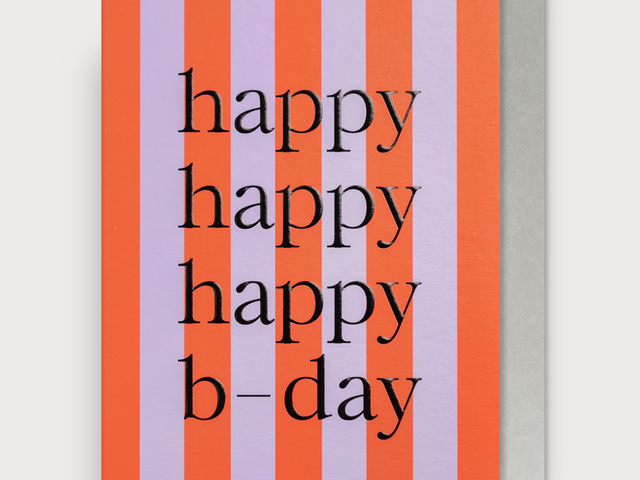 Klang und Kleid Grußkarte pink-violett 'happy happy happy b-day' 68714 1