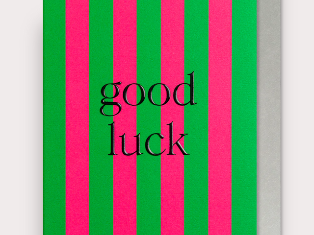 Klang und Kleid Grußkarte grün-pink 'good luck' 68714 1