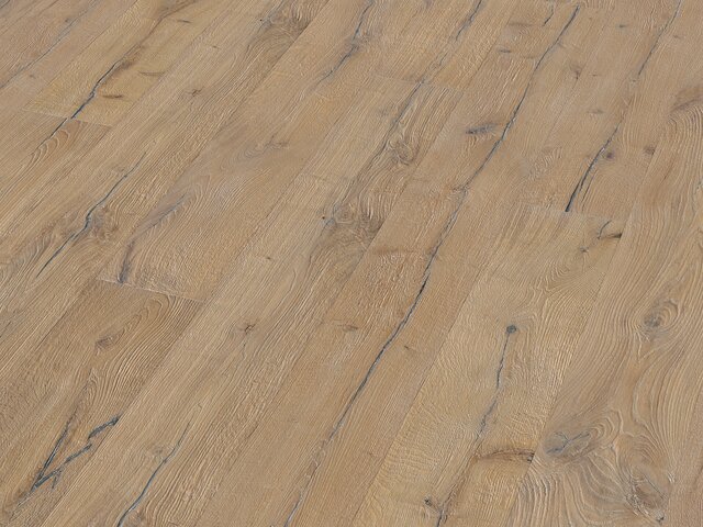 Landhausdiele Eiche / Rustikal kernrissig / gekalkt weiß geölt / Naturgetrocknet - tiefgebürstet 75708 2