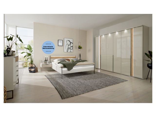 Interliving Schlafzimmer IL1035 Riffholz / Champagner Glas 98068