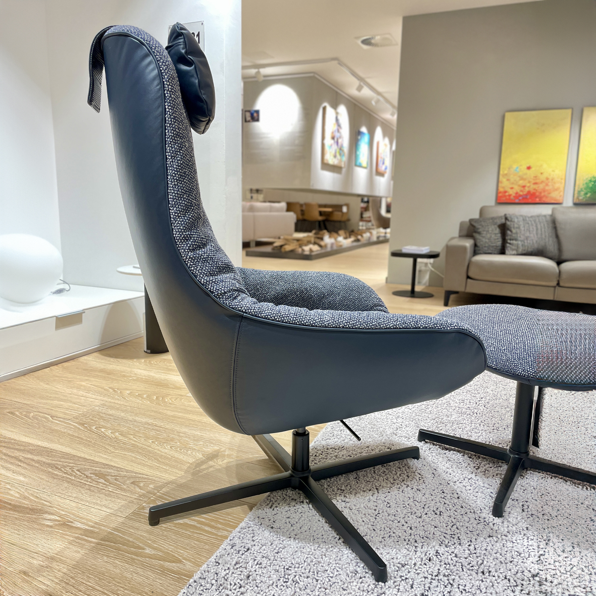 Rolf Benz Sessel 586 Meg soft graublau Föger