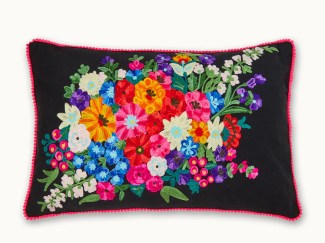 by Vivi Kissenhülle Schwarz Blumen schwarz 71893 1