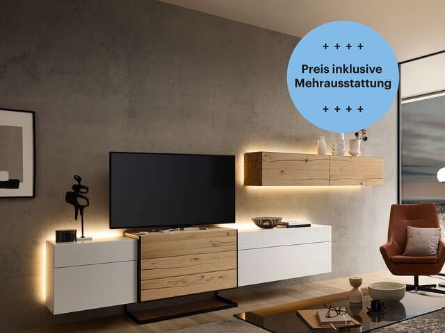 Hausmarke Wohnkombi MEDIA DESIGN Wildeiche polarweiß 73806 1