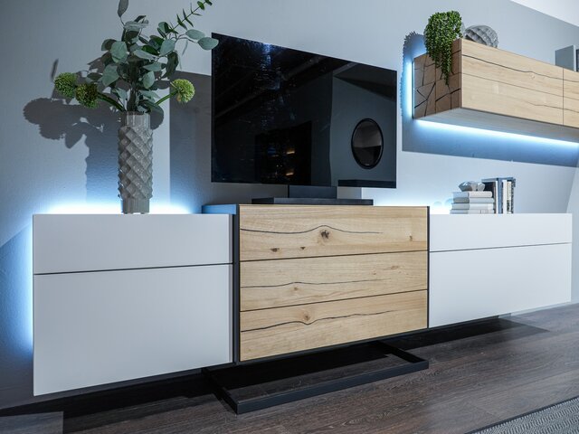 Hausmarke Wohnkombi MEDIA DESIGN Wildeiche polarweiß 73806 2