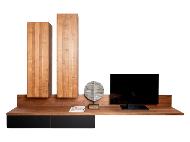 Team 7 Wohnwand CUBUS Nussbaum / schwarz matt 63605 1