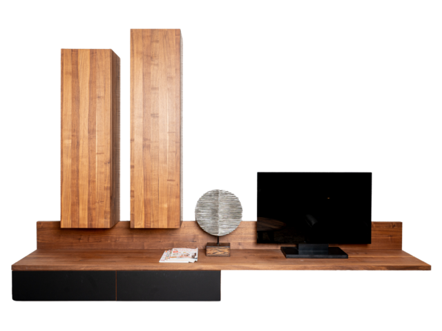 Team 7 Wohnwand CUBUS Nussbaum / schwarz matt 63605