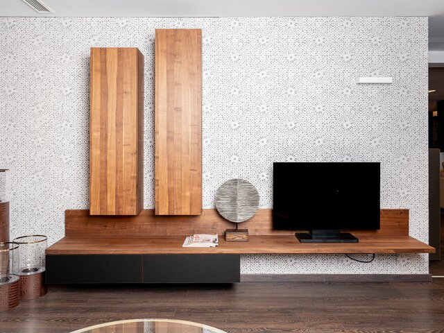 Team 7 Wohnwand CUBUS Nussbaum / schwarz matt 63605 2