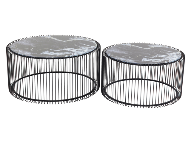 Kare Couchtisch Wire Glas Marble Schwarz (2/Set) 39206 1