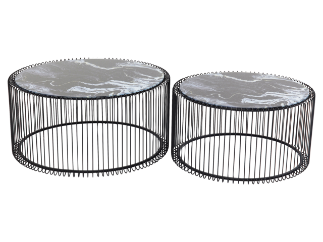 Kare Couchtisch Wire Glas Marble Schwarz (2/Set) 39206 1