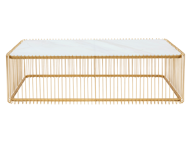 Kare Couchtisch Wire Glas Marble Weiß 145x70cm 64560 2