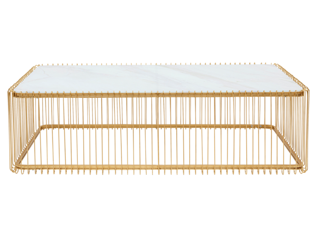 Kare Couchtisch Wire Glas Marble Weiß 145x70cm 64560 2