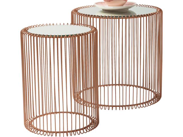 Kare Beistelltisch Wire Copper Ø44cm (2/Set) 1