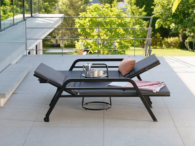 Stern Outdoorbank Novi schwarz matt/Leinen grau 75938 4